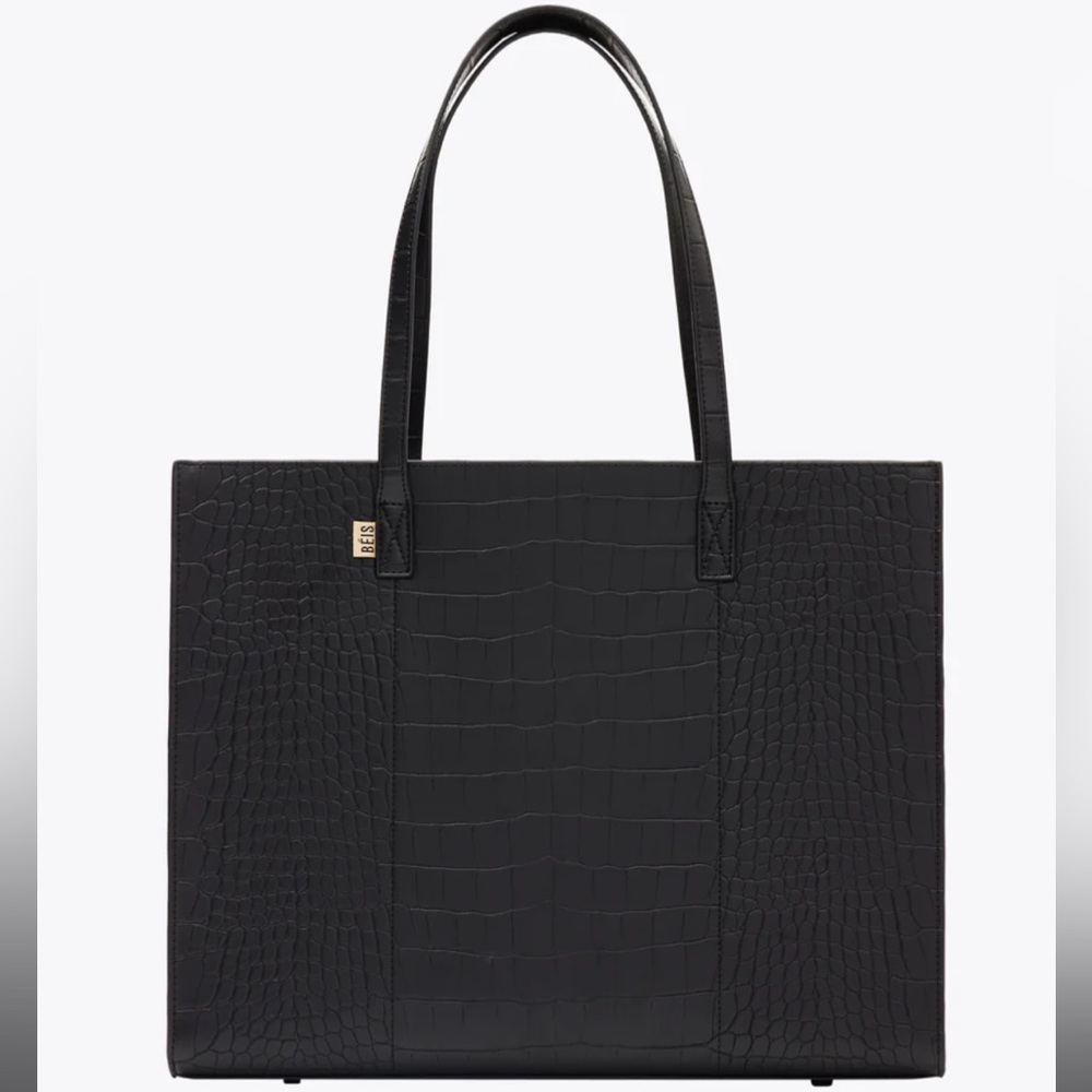 Beis large work tote in black croc